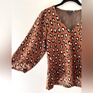 Ann Taylor Factory | Leopard Puff Sleeve Lightweight Sweater | Size S